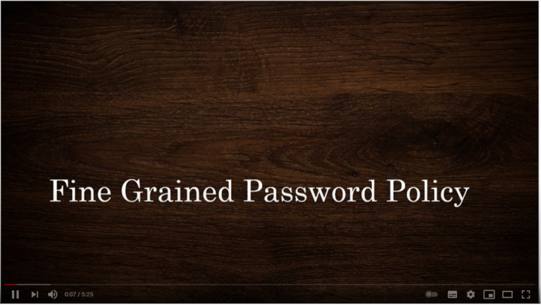 Fine Grained Password Policy Apply To Ou